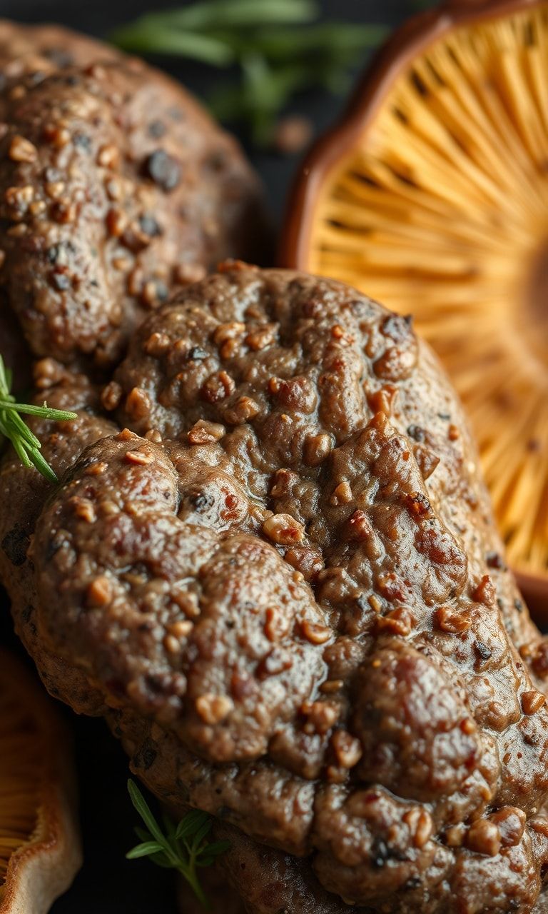 Fungi mycoprotein recipes mushroom meat 1min - Texture closeup cook ...