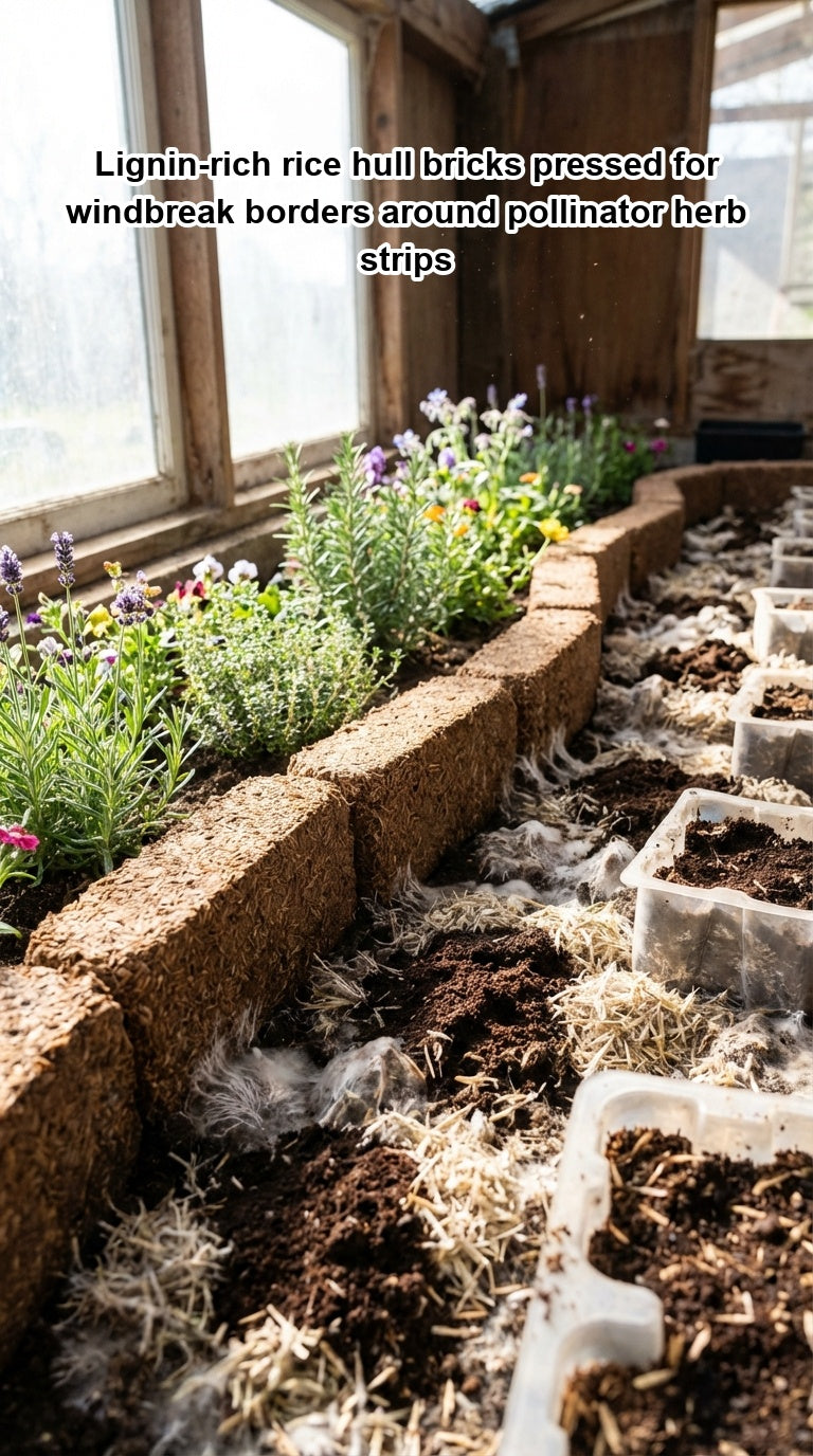Lignin-rich rice hull bricks pressed for windbreak borders around ...
