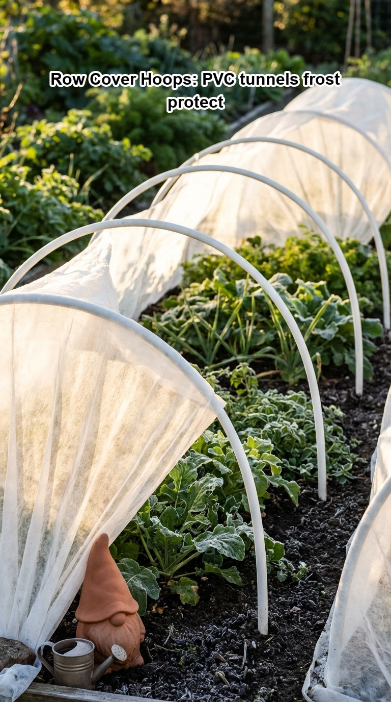 Row Cover Hoops: PVC tunnels frost protect