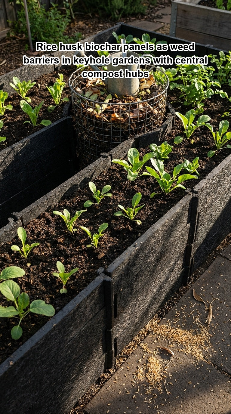 Rice husk biochar panels as weed barriers in keyhole gardens with ...