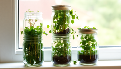 No-Power Mason‑Jar Herb Tower: Build a Gravity‑Wicking Windowsill Shelf to Regrow Kitchen Scraps into Endless Harvests