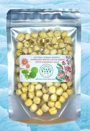 lotus seeds 150 Gram Natural Dried Coreless White Lotus Seeds with Coconut Milk Hat Sen Say Cot Dua Healthy Snack Lianzi Vietnamese Specialities | Vietnamese Nuts | Vegan - The Rike Inc