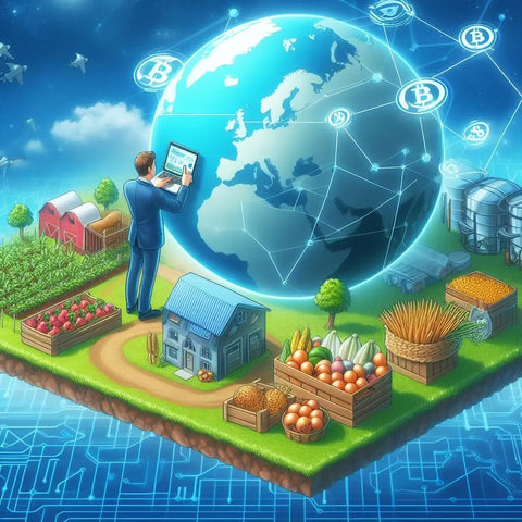 Stylized globe with Bitcoin and agriculture symbols highlighting horticulture’s carbon impact.