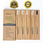 Bamboo Toothbrush Set 5-Pack - Bamboo Toothbrushes Medium Bristles Jade Danae