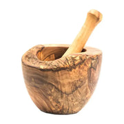 Olive Wood Rustic Mortar and Pestle Jade Chrysippus