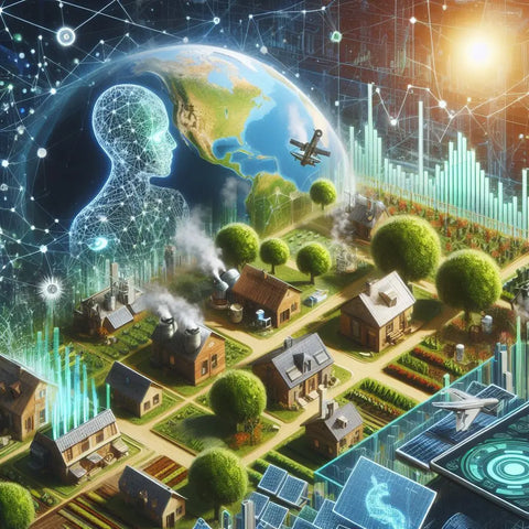 Futuristic eco-friendly neighborhood showcasing advanced tech and global connectivity.