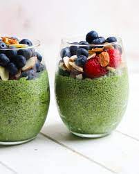 Berry-Topped Matcha Chia Seed Pudding