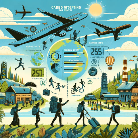 Infographic: Carbon offsetting for travel with eco-friendly transportation options.