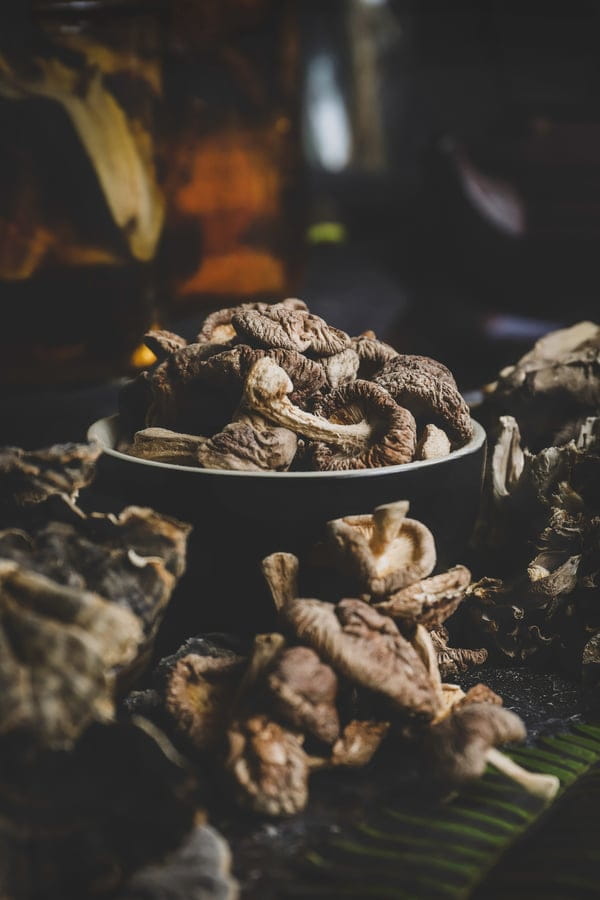 Shiitake mushrooms in a bowl 