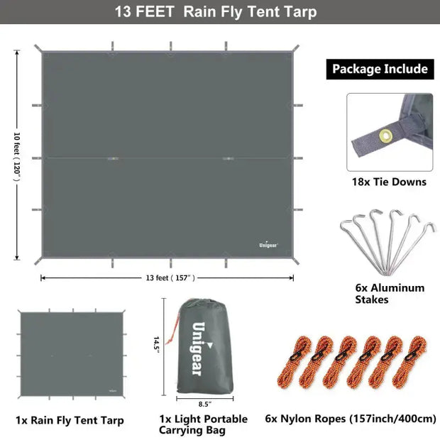 Rainproof Camping Tarp Shelter Indigo Eurybia