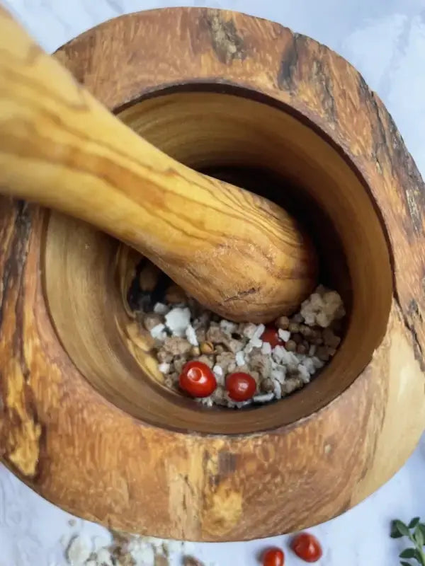 Olive Wood Rustic Mortar and Pestle Jade Chrysippus