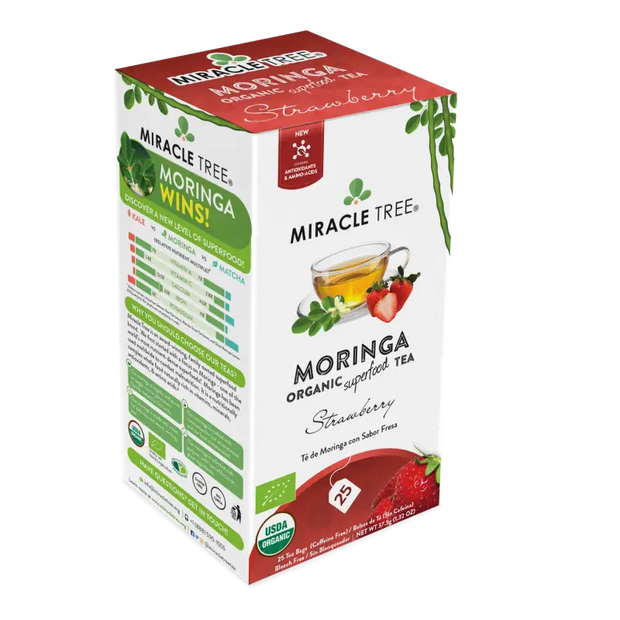 Miracle Tree's Organic Moringa Tea, Strawberry Gold Milo