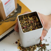 Tea Storage Tin - Large: 5.9’ h x 3.3’ w x 3.3’ d / White - Food & Beverage