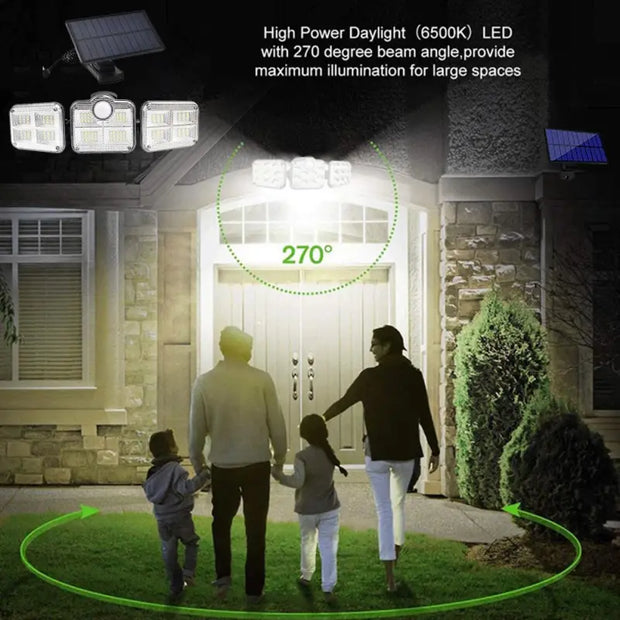 Solar Sensor Light 122 LED 3Head Outdoor Spotlight with 3 Modes Pink Iolaus