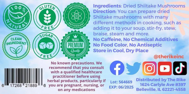 100 Gram Dried Shiitake Mushrooms, Lentinula edodes Mushrooms Rehydrate Quickly, Soft Texture, Fresh Flavor, Stemless for soup, stir-fry, stew, braise, steam, Mushrooms, Shenlongjia Deep Mountain
