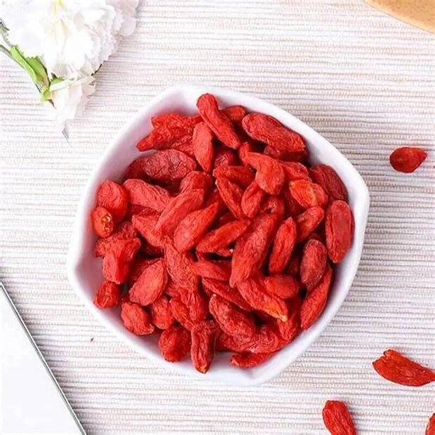 Dried Goji Berries Herbal Tea Wolfberry Goji Herb Tea Lycium Barbarum Ky Tu Do 100 Gram for Cooking Baking Drinking Cooling and Relaxing Inside Boosting Your Immune System for Antioxidants, Skin Health, Stress Relief, Boost Energy, Weight Balance 3.54 oz - The Rike Inc