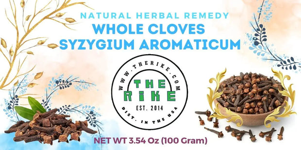 Whole Cloves Syzygium Aromaticum dried flower bud organic Herbal Tea Hand Picked Perfect for Cooking, Smoothies, Lattes & Tea herbal medicine for Antioxidants, Skin Health, Weight Loss, Stress Relief - 100 gram - The Rike Inc
