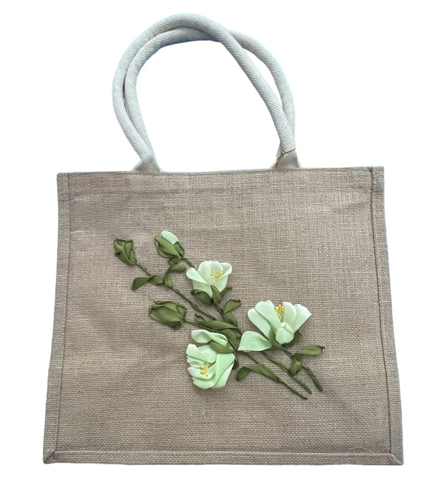 The Rike Woven Straw Tote Seagrass Handbag with Top Handle and Flower Design - The Rike Inc