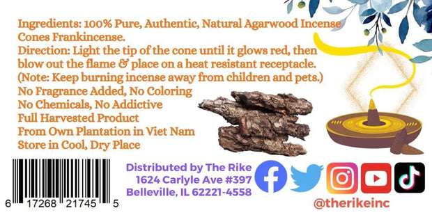 25 Pieces agarwood Incense Cones Frankincense Nu Tram Huong for Smudging- Cleansing-Meditation & Yoga Fragrance, Indoor Aromatherapy - The Rike Inc
