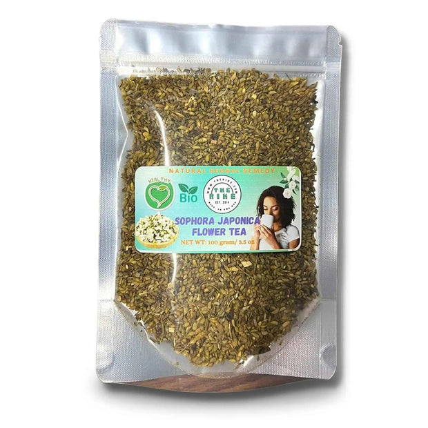 100-gram - Dried Sophora Japonica Flower Tea (Hoa Hoe Or Styphnolobium Japonicum Herbal Tea) - Japanese Pagoda Scholar Flower Tea for Brewing, Ideal for Daily Uses - The Rike