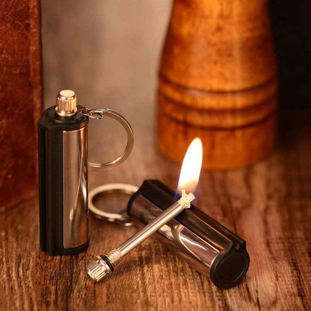 2 Packs - Flint Keychain Firestarter | Flint Spark or Starter Keychains | Reusable Permanent Metal Match | Steel Match Fire Starter | Ideal for Outdoor Activities Survival Emergency - The Rike The Rike